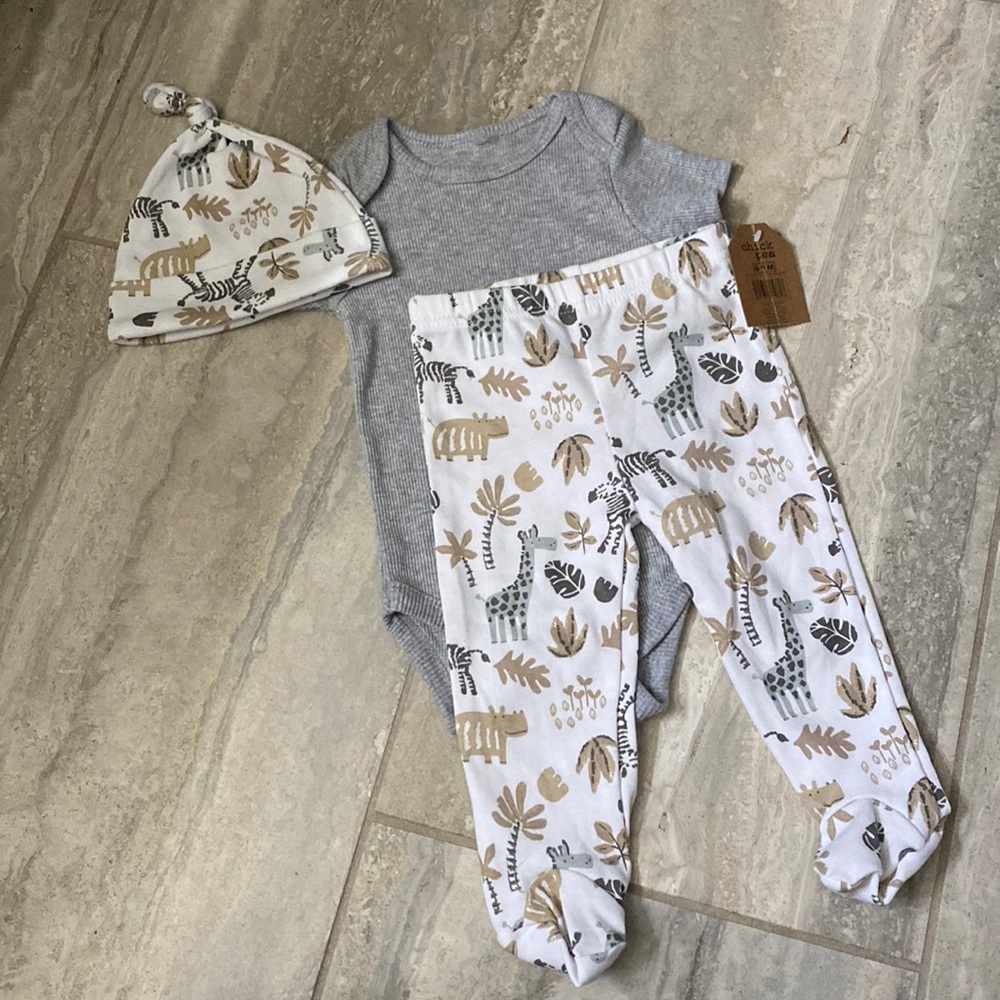 Jungle print 3pc baby outfit